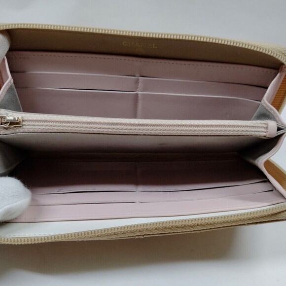 Authentic Gold Leather Chanel Textured CC Long Zip Around Wallet - Picture 7 of 10